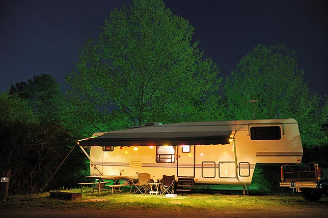 A trailer with an awning